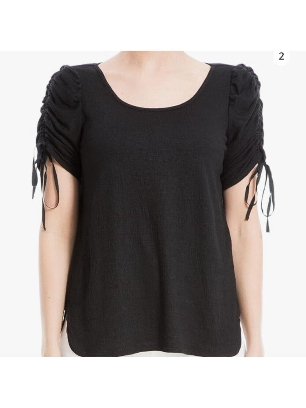 Women's Cinkle Jersey Rouched Tie Sleeve Top NWOT Size M